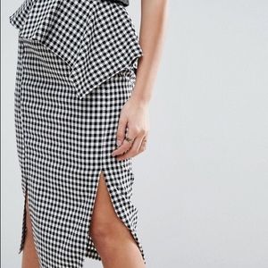 ASOS Plus Size Gingham Peplum Pencil Skirt